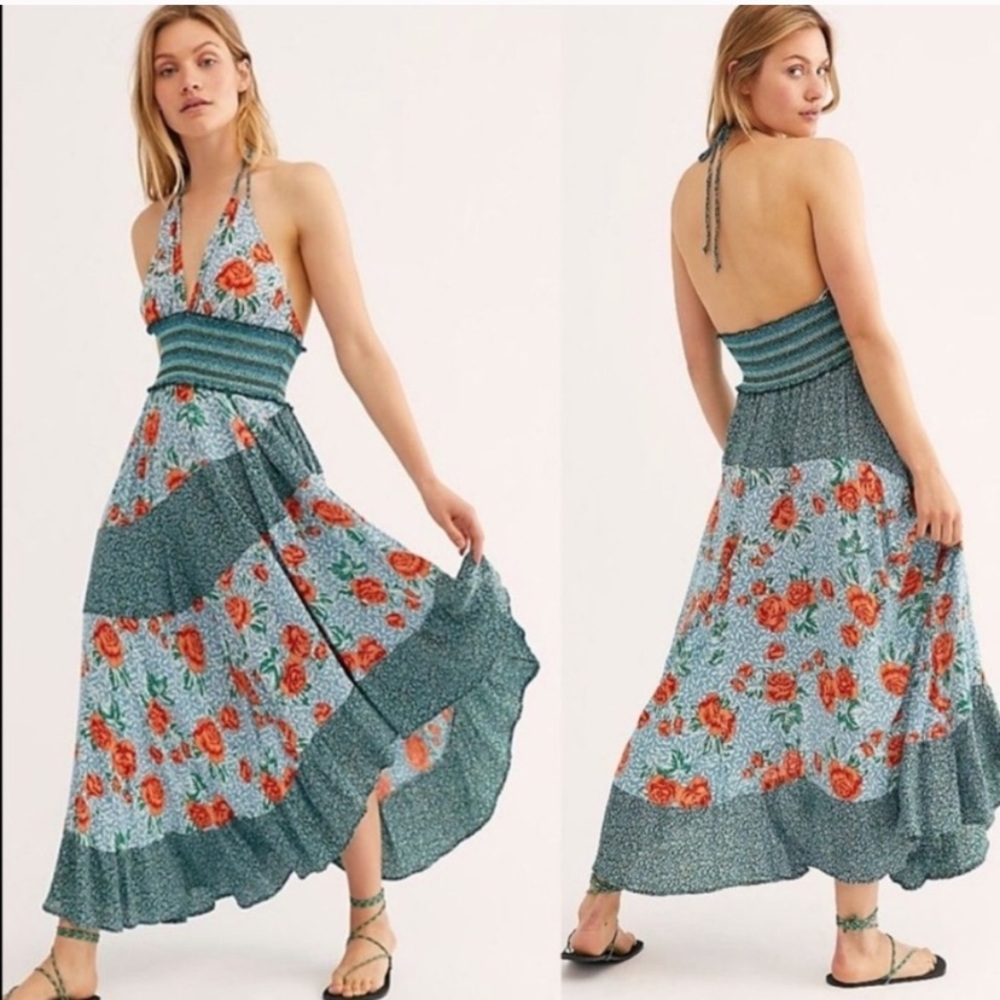 Free People Gabriela Halter Dress V-Neck Hem Dress - Picture 2 of 10